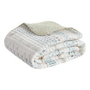 Fraser - 3 Piece Printed Microfiber Seersucker Quilt Set - Taupe / Blue