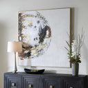 Moon Landing - Hand Painted Abstract Art - Black / Brown / Gold / Gray / White