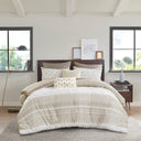 Mila - King 3 Piece Comforter Set With Tufting - Taupe