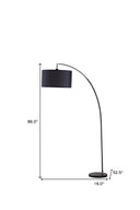 Sleek Arc Floor Lamp With Black Drum Shade - Black - HomeRoots - Floor Lamps - Elite Enclave Home