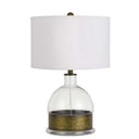 Glass Globe Table Lamp With White Drum Shade - Nickel - HomeRoots - Table Lamps - Elite Enclave Home