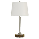 Metal USB Table Lamp With Off - White Empire Shade - Nickel - HomeRoots - Table Lamps - Elite Enclave Home