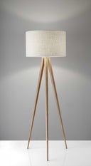 Tripod Floor Lamp With White Drum Shade - Natural - HomeRoots - Floor Lamps - Elite Enclave Home