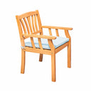 35" Eucalyptus Slat Wood Outdoor Accent Chair With Aqua Cushion - Natural