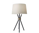 Metal Tripod Leg With Antique Brass Accent Table Lamp - Black