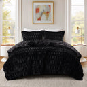 Gia - 3 Piece King/California King Solid Comforter Mini Set - Black