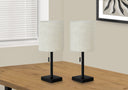 Metal Candlestick USB Table Lamps With Beige Drum Shade (Set of 2) - Black - HomeRoots - Lamp Sets - Elite Enclave Home