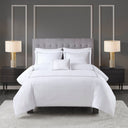 500 Thread Count Luxury - King Sateen Embroidered Duvet Cover Set - White / Gray