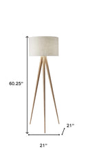 Tripod Floor Lamp With White Drum Shade - Natural - HomeRoots - Floor Lamps - Elite Enclave Home