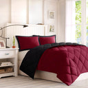 Larkspur - King/California King 3M Scotchgard Diamond Quilting Reversible Down Alternative Comforter Set - Red/Black