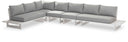 Maldives - 5 Piece Water Resistant Outdoor Patio Modular Sectional With White Base
