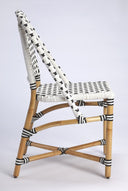 Faux Rattan Dining Chair - White And Brown
