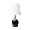 Gourd Table Lamp With White Tapered Drum Shade - Black And Silver