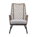 Metal Outdoor Arm Chair With Gray Cushion - Light Brown / Gray