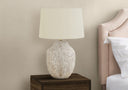 Ceramic Round Table Lamp With Empire Shade - Cream - HomeRoots - Table Lamps - Elite Enclave Home