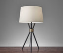 Metal Tripod Leg With Antique Brass Accent Table Lamp - Black