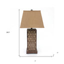 Solid Wood Bedside Table Lamp With Brown Shade - Brown - HomeRoots - Table Lamps - Elite Enclave Home