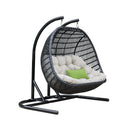 Aluminum Indoor Outdoor Swing Chair With Beige Cushion - Beige And Black