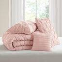 Bailey - Twin/Twin Long Diamond Pucker Comforter Set - Pink