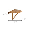 Half Round Solid Wood Folding Outdoor Balcony Table - Brown