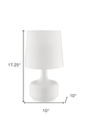 17" Metal Bedside Table Lamp With Shade - White