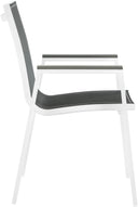 Nizuc - Outdoor Patio Dining Arm Chair With White Frame And Gray Arms (Set of 2)