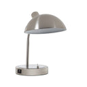Desk Table Lamp With Gray Bowl Shade - Silver