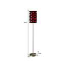 Steel Novelty Floor Lamp With And Red Drum Shade - Silver / Black - HomeRoots - Floor Lamps - Elite Enclave Home