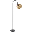 Traditional Shaped Floor Lamp With Brown Globe Shade - Black - HomeRoots - Floor Lamps - Elite Enclave Home