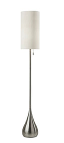 Traditional Shaped Floor Lamp With Drum Shade - Silver / White - HomeRoots - Floor Lamps - Elite Enclave Home