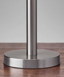 Metal Two Light Bedside Table Lamp With White Drum Shade - Silver