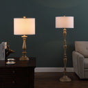 Rustic Candlestick Table Lamp With White Shade - Taupe Cream