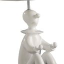 Bedside Table Lamp With Silver Empire Shade - White