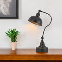 Metal Lantern Desk Table Lamp With Gray Dome Shade - Gray - HomeRoots - Table Lamps - Elite Enclave Home