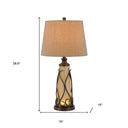 Metal Two Light Table Lamp With Brown Empire Shade - Brown - HomeRoots - Table Lamps - Elite Enclave Home
