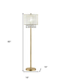 Novelty Floor Lamp With White Drum Shade - Gold - HomeRoots - Floor Lamps - Elite Enclave Home