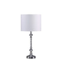Metal And Faux Crystal Table Lamp With White Drum Shade - Silver
