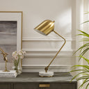 22" Iron Desk Table Lamp With Brass Bell Shade - Brass