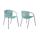 25" Metal Outdoor Dining Chair (Set of 2) - Light Blue