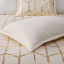Raina - King Metallic Printed Comforter Set - Ivory / Gold