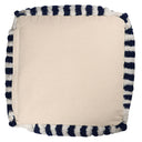 Cotton Cube, Striped Pouf Ottoman - Blue