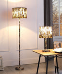 Bedside Table Lamp With Brown And Black Drum Shade - Brown And Black