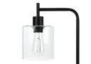 Metal Round Arched USB Table Lamp With Clear Drum Shade - Black - HomeRoots - Table Lamps - Elite Enclave Home
