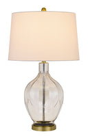 Metal Table Lamp With Drum Shade - Clear Off - White - HomeRoots - Table Lamps - Elite Enclave Home