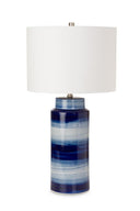 Ceramic Cylinder Table Lamps With White Drum Shade (Set of 2) - Blue And White