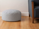 Cotton Round Floral Pouf Ottoman - Gray