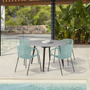 5 Piece Round Dining Set With Four Chairs - Gray And Light Blue
