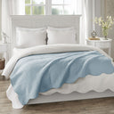 Tuscany - Oversized Quilted Throw With Scalloped Edges - Blue - Madison Park - Throws - Elite Enclave Home