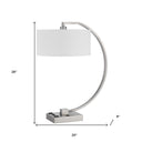 Metal Lantern Desk USB Table Lamp With White Shade - Nickel