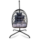 Metal Indoor Outdoor Swing Chair With Slate Gray Cushion - Slate Gray And Black